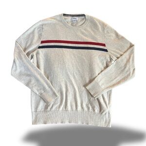 Men's Vintage 80s/90s White Cream Thin Sweater with Stripes Gay LGBTQ